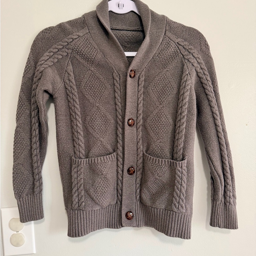 Gray Cable Knit Cardigan